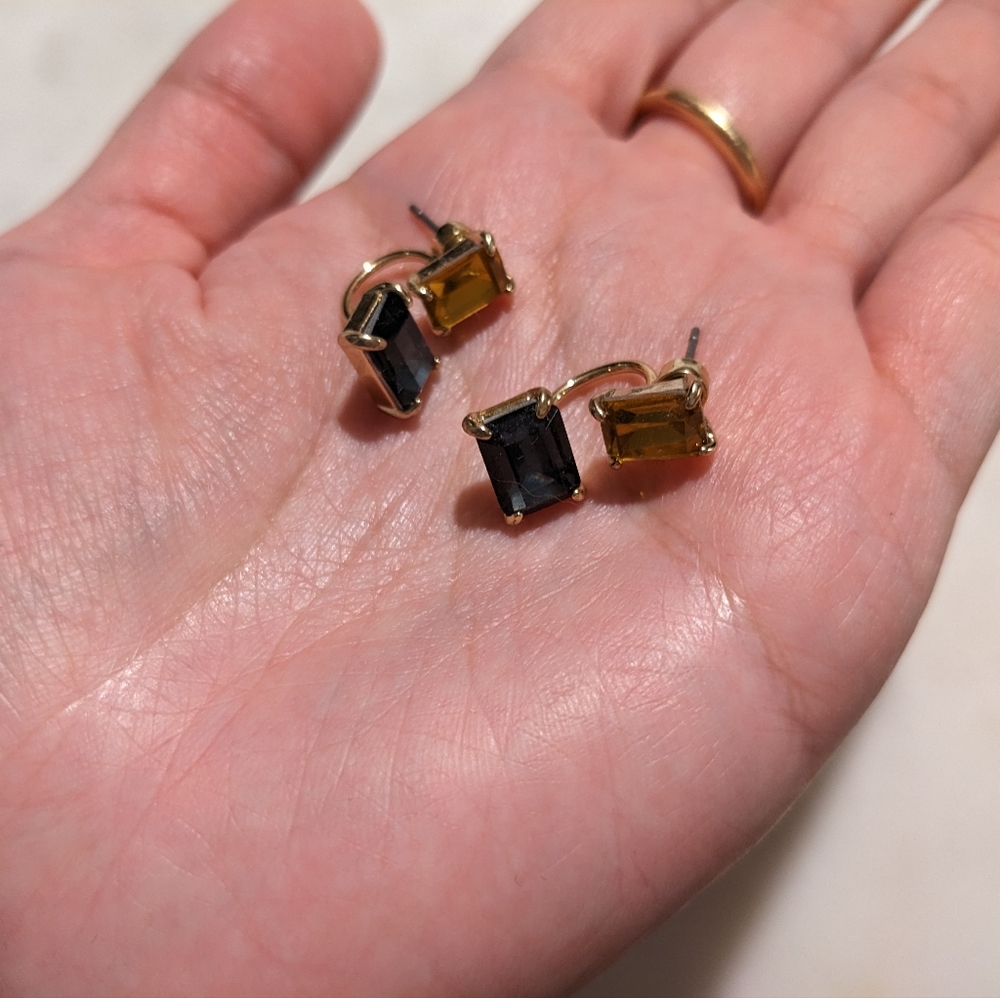 Topaz Citrine Gold Plated Earrings Stud